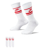 Cushioned Socks (3 Pk) - (Red/White)