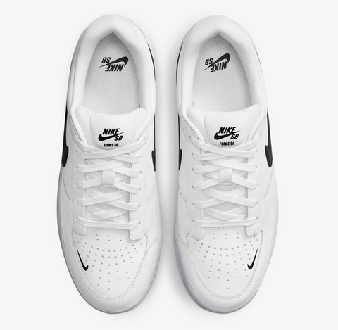 Nike SB Force 58 Premium Skate Shoe White White blaCK White Leather Legacy Skate Store