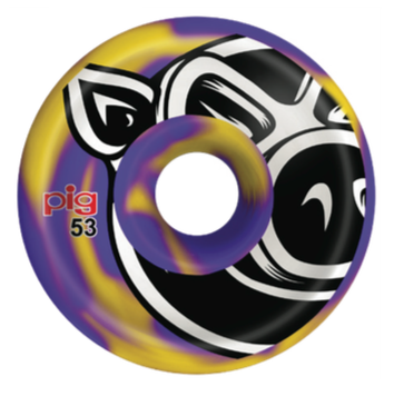 53mm Pig Head Swirls C-Line (Purple/Yellow) Wheels