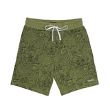 Nerm Leaf Pattern French Terry Shorts (Olive)