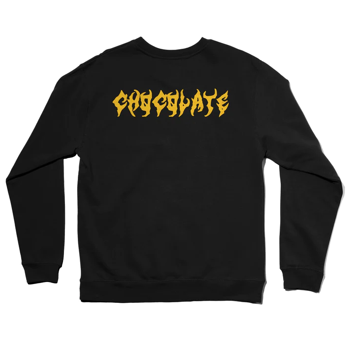 Chocolate Skateboards Be Nice Metal Embroidery Crewneck Sweater Black Legacy Skate Store