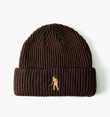 Workers 2 Tone stripe Beanie (Choc)