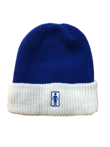 2 Tone Fold Beanie (Navy/White)
