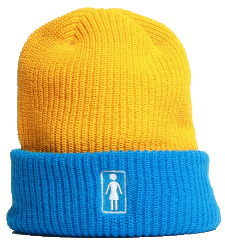 2 Tone Fold Beanie (Yellow/Blue)