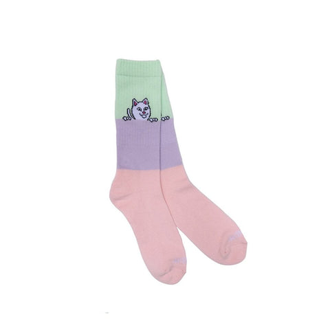 Peeking Nerm Socks (Colour Block) Pink